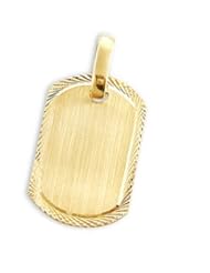 Dog Tag Pendant 14k Yellow Gold Name Plate Charm 1.25 inch