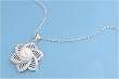Sterling Silver Necklace - Flower with Pink Mother Pearl and Clear CZ and 16in-18in Chain - 21mm Pendant Height