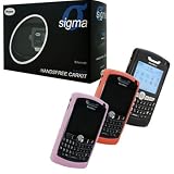 PAMA Sigma Bluetooth Handsfree Sun Visor 2300 Car Kit Speakerphone with Caller ID and Black, Pink, Orange Silicone Skin Cover Case for Blackberry 8800 8820 8830