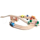 Orbrium Toys ROADWAY Expansion Pack with Railroad Crossing for Wooden Railway fits Thomas Brio Track