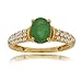 Oval Emerald Diamond Ring 14K Gold Solitaire Pave Oval Emerald Diamond Ring 14K Gold Solitaire Pave