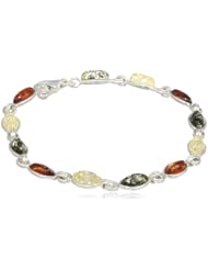 Sterling Silver Multi-color Amber Marquise-shaped Bracelet