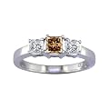 2 Ct. Three-Stone Champagne & White Diamond Engagement Ring Bridal Style Princess Cut in 14K White Gold