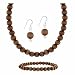 Jewelry : Sterling Silver 6mm Simulated Brown Cats Eye Stone Bead Beaded Dangle Hook Earrings Stretch Bracelet Necklace 15-19"" Jewelry Set