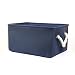 uxcell Fabric Storage Basket with Dual Handles, Collapsible Storage Bins for Toys Laundry Clothes Storage, Home Organizer for Bedroom Office Closet Dark Blue Medium