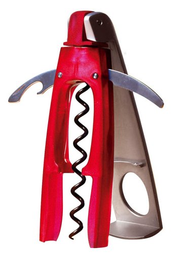 Screwpull 3-in-1 Corkscrew, Foilcutter, and Bottle Opener, Frosty Red