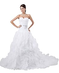 A-line Strapless Lace  Organza Floor Length Dropped   Waistline Sweetheart  Dress With Ruffles