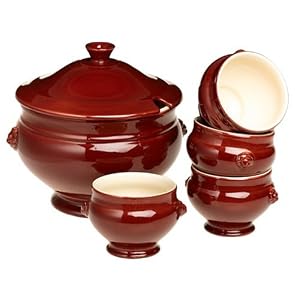 Emile Henry Provencal 5 Piece Lion's Head  Soup Tureen Set