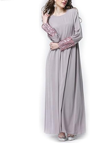 Pinksponge Women Kaftan Abaya Jilbab Islamic Muslim Formal Maxi Dress (L, GREY)
