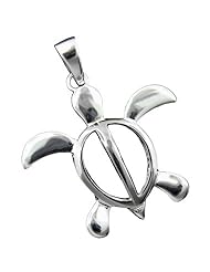 925 Silver Large Turtle Petroglyph Pendant Hawaiian Silver Jewelry