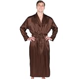 Men's Classic Long Satin Lounge Robe, Sizes Small to 3XL
