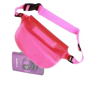 DURAGADGET Pink Digital Camera Waterproof Waist Bag / Dry Case With Adjustable Waist Strap For Canon PowerShot S100 / A2400 IS / G12 / S95 / D20