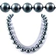 AugustinaJewelry Single Strand 18 Inch 14MM Green Black Shell Pearl Necklace