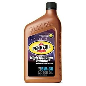 Pennzoil 5W30 High Mileage Motor Oil, Case of Six 1 Quart Bottles