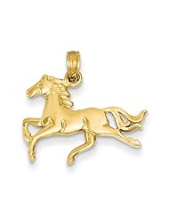 14K Yellow Gold Horse Charm Pendant 19mmx21.5mm