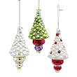 Club Pack of 12 Noble Gems Tree with Finial Base Christmas Ornaments 5"