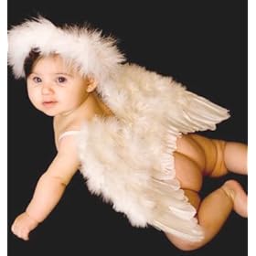  FashionWings (TM) White Feather Wings & Halo for Baby Toddlers 6-18mo as Photo Props, Fairy, Angel, Cupid Costume. Bonus My Angel Moment Photo Frame.