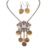 Vintage / Antique Genuine Champagne Mother of Pearl Earrings and Necklace Set
