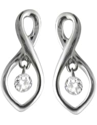 14K White Gold Diamond Dashing Diamonds Earrings