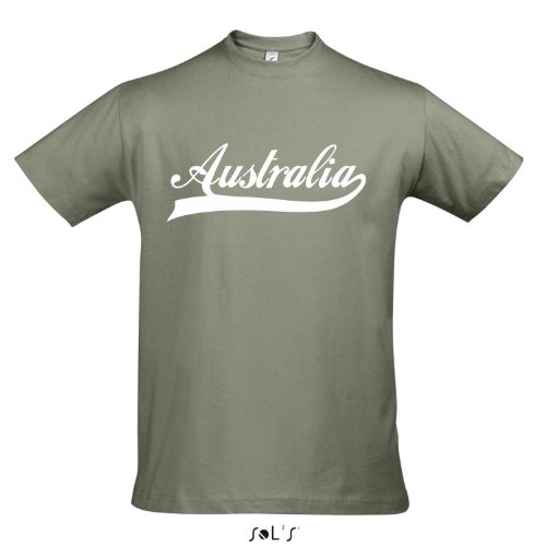 T-Shirt – Australia Oldschool Australien LÄNDERSHIRT EM / WM FAN Trikot S-XXL , Khaki – weiß , L