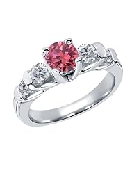 1.63 Ct Round Pink and G/H Diamond 18K White Gold Ring