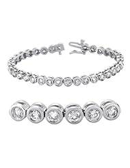 14k White Gold Tube Set Diamond Bracelet, Best Quality Free Gift Box Satisfaction Guaranteed