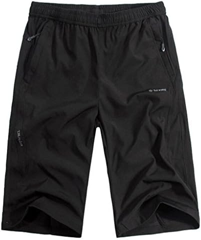 Taiw Men's Solid Stretch Flat Front Plain Cargo Elastic Waist Sport Short