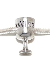 Pro Jewelry "Large Wine Glass" Charm Bead for Snake Chain Charm Bracelets