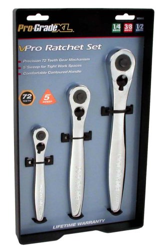 Allied 18995 VPro 3 Piece 1/4-Inch 3/8-Inch and 1/2-Inch Drive Ratchet Set