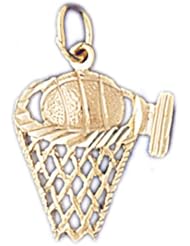 Dazzlers Solid 14k Gold Basketball Ball and Basket Charm Pendant Available in three colors from jewelsberry (weights: 1.2 grams only)