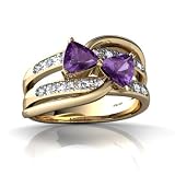 14K Yellow Gold Trillion Genuine Amethyst Ring