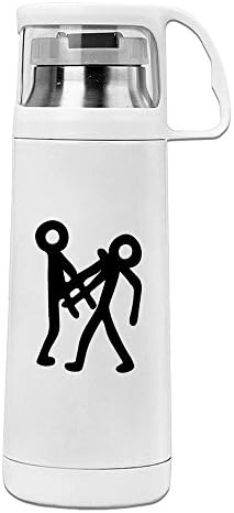 Starbks Wing Chun High Kick Stickfigure Style Stainless Steel Vacuum Insulated Water Bottle White