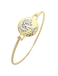 Jewelry: Gold Color Hammered Tree of Life Wire Bangle Bracelet