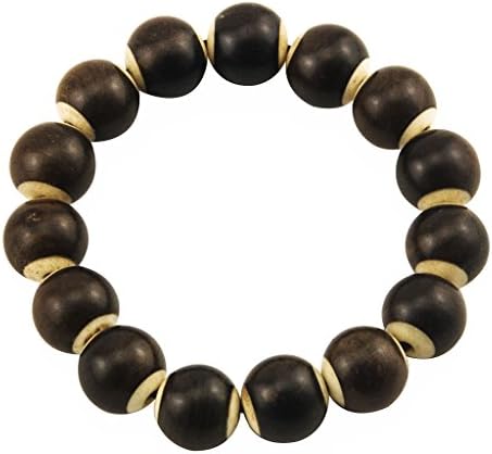 FashionStyle Adustable Hand Made Womens Fashion Jewelry Mala Tibetan Buddhist Prayer 12mm Ebony Bracelets 15 Beads Elastic With Incense