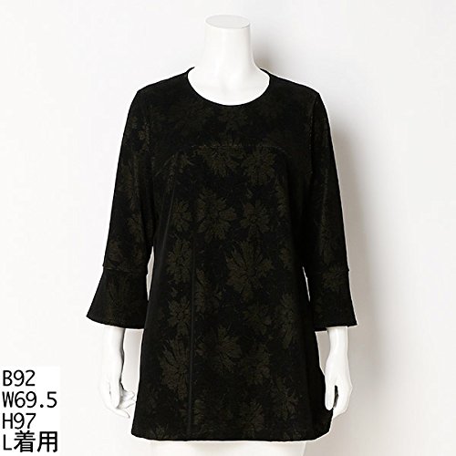 ピサーノ（PISANO） 全2色【大きいサイズ】【L・LL】スラブ天竺フロッキー花プリントチュニック