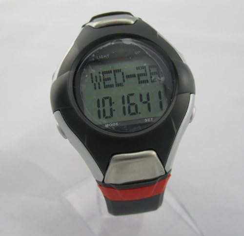 Multifunctional and Adjustable Pedometer Sport Watch Strapless Heart Rate Monitor with Pedometer Step / EL / Alarm/ Caloris Counter LCD Disply Screen for Unisex Silver&black&red