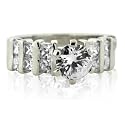 TrendToGo Tiffany Inspired Sterling Silver Round CZ Shank Ring