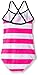 Kanu Surf Girls Beach Sport Banded 1 Piece Swimsuit, Layla Pink Stripe, 8