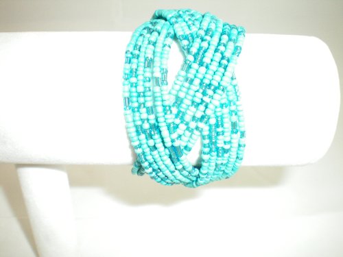 Bracelet Cuff Beaded Turq uoise Shades