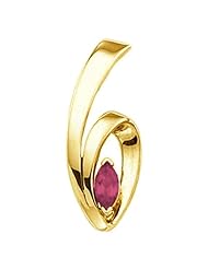 18K Yellow Gold Marquise Cut Rhodolite Garnet Pendant -- LIFETIME WARRANTY