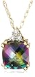 10k Yellow Gold, June Birthstone, Mystic Topaz and Diamond Pendant
