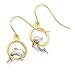 14k Two-tone Dolphin Dangle Earrings title=