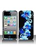 Crystal Hard Faceplate Cover Case With Blue and Black Flower Design for Apple Iphone 4G