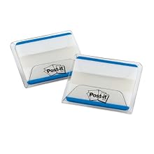 Post-it Tabs with On-the-Go Dispenser, 2-Inch Solid, Blue, 25-Tabs/Dispenser, 2-Dispensers/Pack