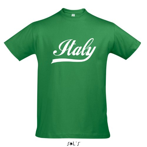 T-Shirt Italien Oldschool Italy LÄNDERSHIRT EM / WM FAN Trikot S-XXL , Kelly green – weiß , S