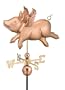24" Luxury Polished Copper Country Farm Flying Pig Weathervane