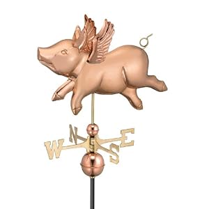 24 Luxury Polished Copper Country Farm Flying Pig Weathervane by 