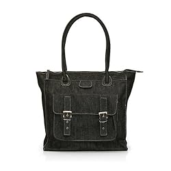 Olive n Figs 100% Pure Cotton Black Denim Office Tote