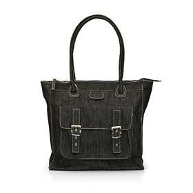 Olive n Figs Black Denim Office Tote