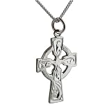 Sterling silver hand engraved Celtic cross with a Curb chain